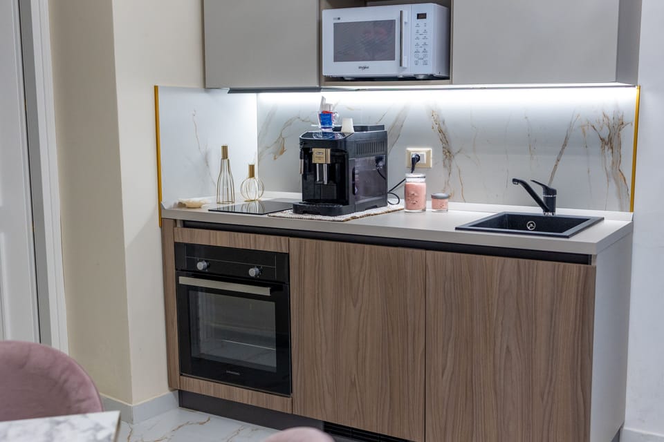 Microwave, espresso maker, electric kettle