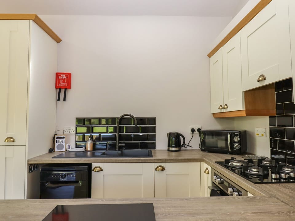 Fridge, dishwasher, electric kettle, toaster