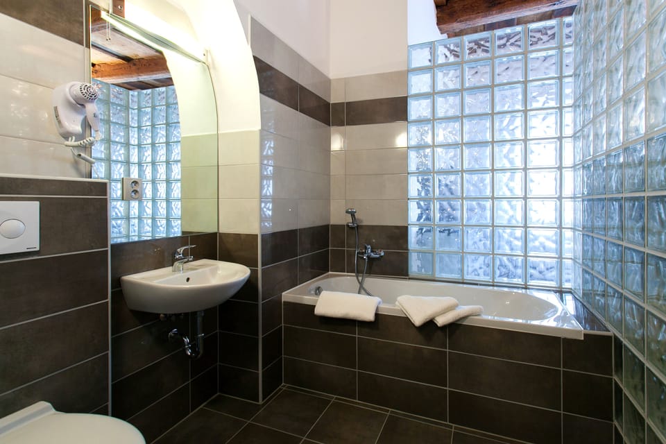 Apartment | Bathroom | Hair dryer, bathrobes, slippers, towels