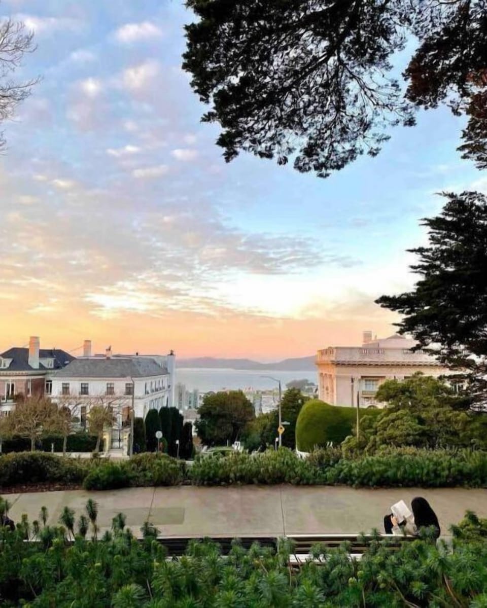 Lafayette Park with views of Alcatraz, Bay, where you can sunbathe with a book