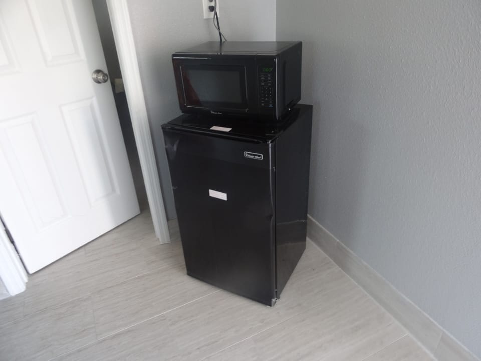 Mini-fridge, microwave