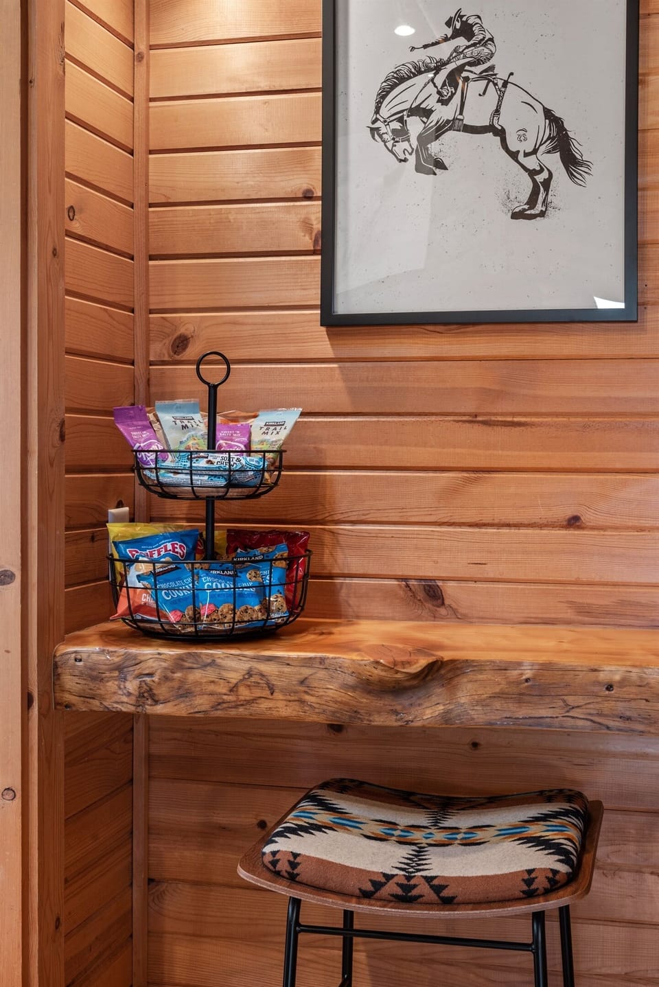 A welcoming snack station is ready when you arrive.