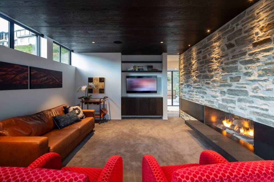Fireplace in the media room