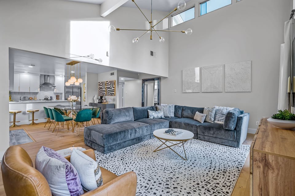 High ceiling with lots of natural light.