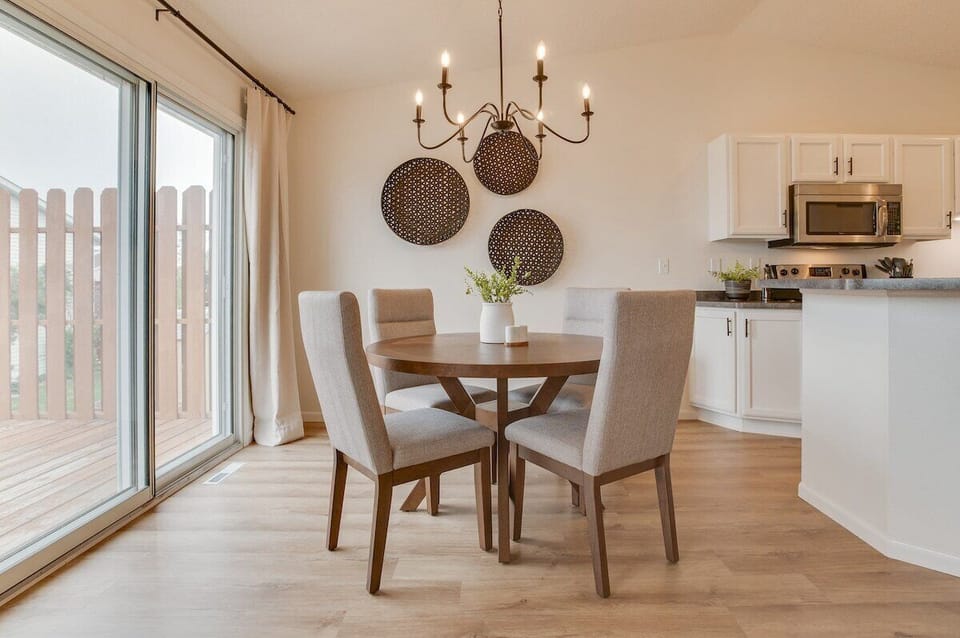Gather around our dining table, where meals turn into memories and friendly competitions over cards or board games await.