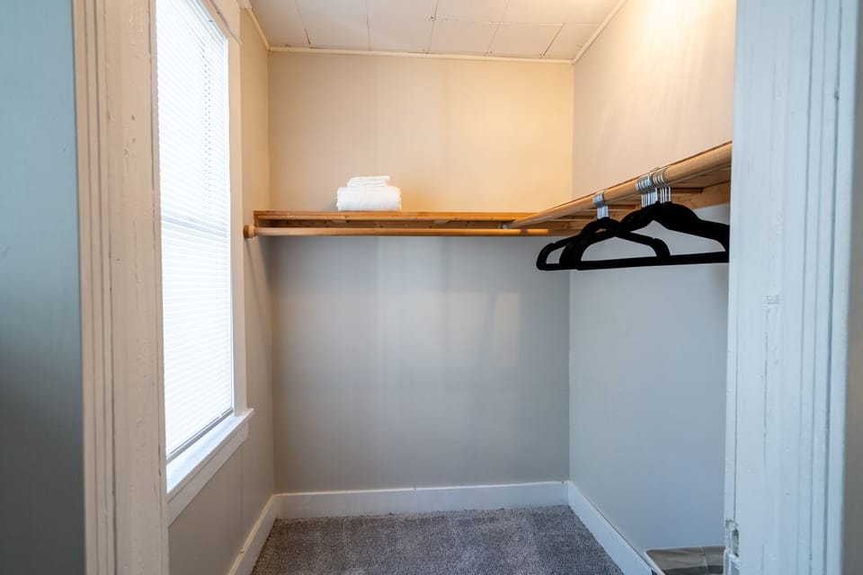 Spacious closet for all of your unpacking needs!