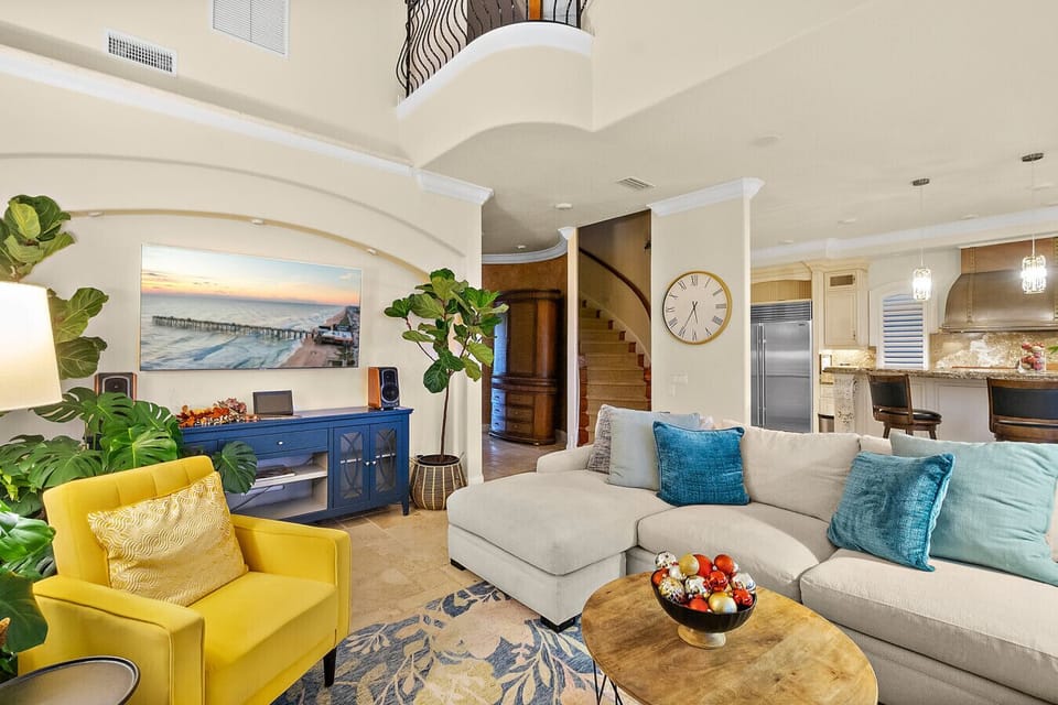 Open coastal living area with ocean views and plenty of seating