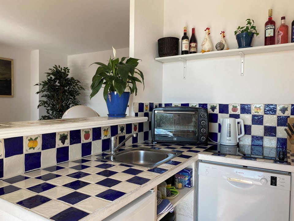 With a dishwasher and washing machine