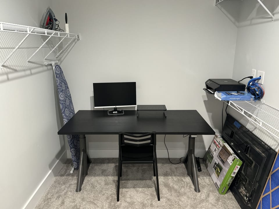 Work space in bedroom 1 closet