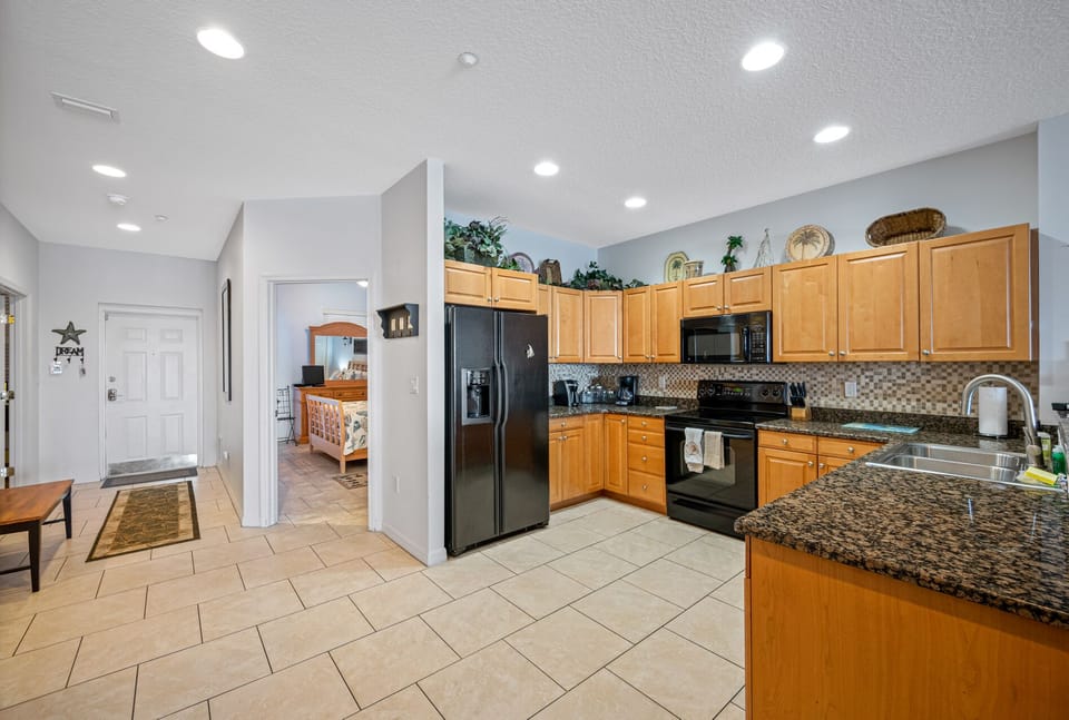 Kitchen with view of  Front Door Foyer 