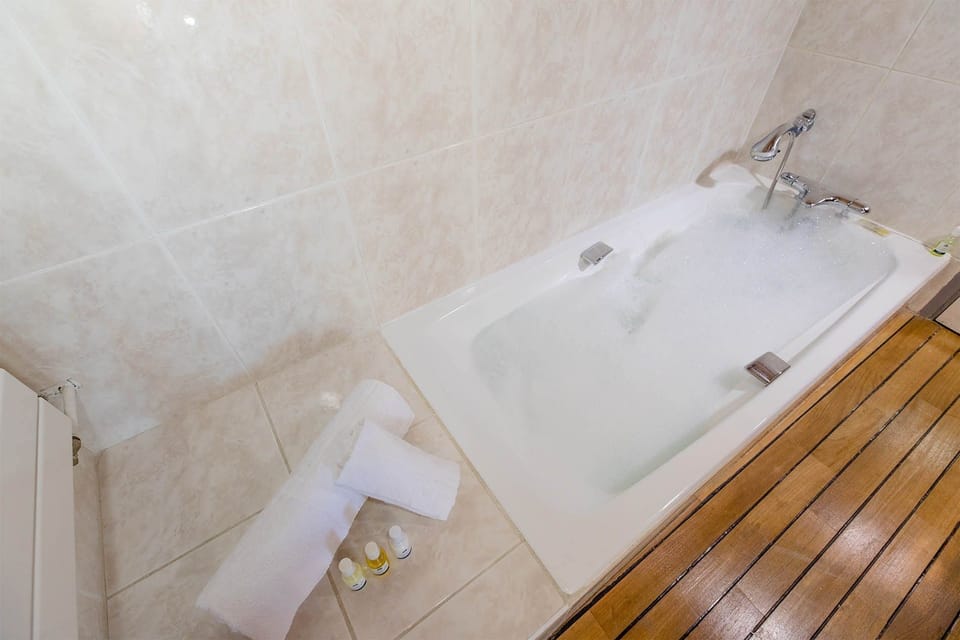 Relax in the tub after a day outside.