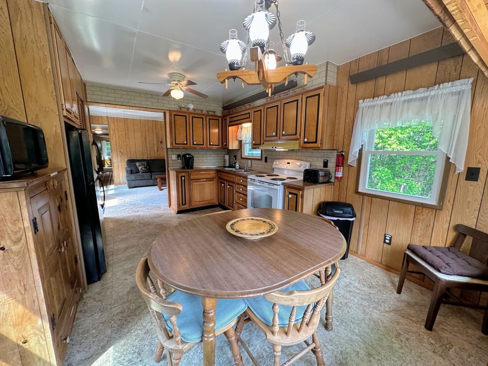 The kitchen area with ample seating