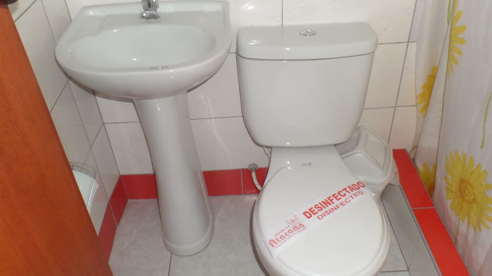 Shower, towels, soap, toilet paper