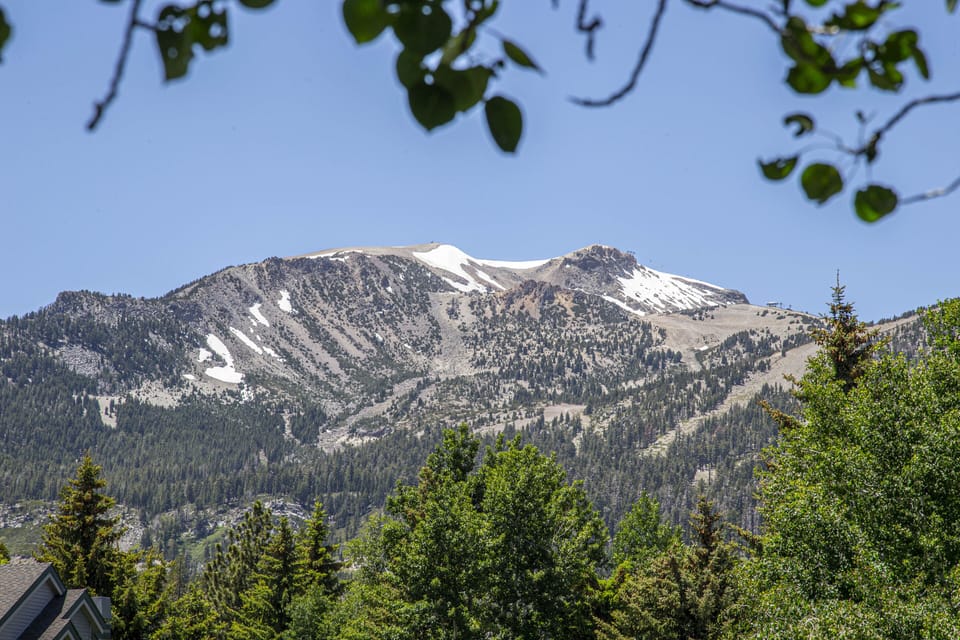 View of Mammoth Mountain from deck.