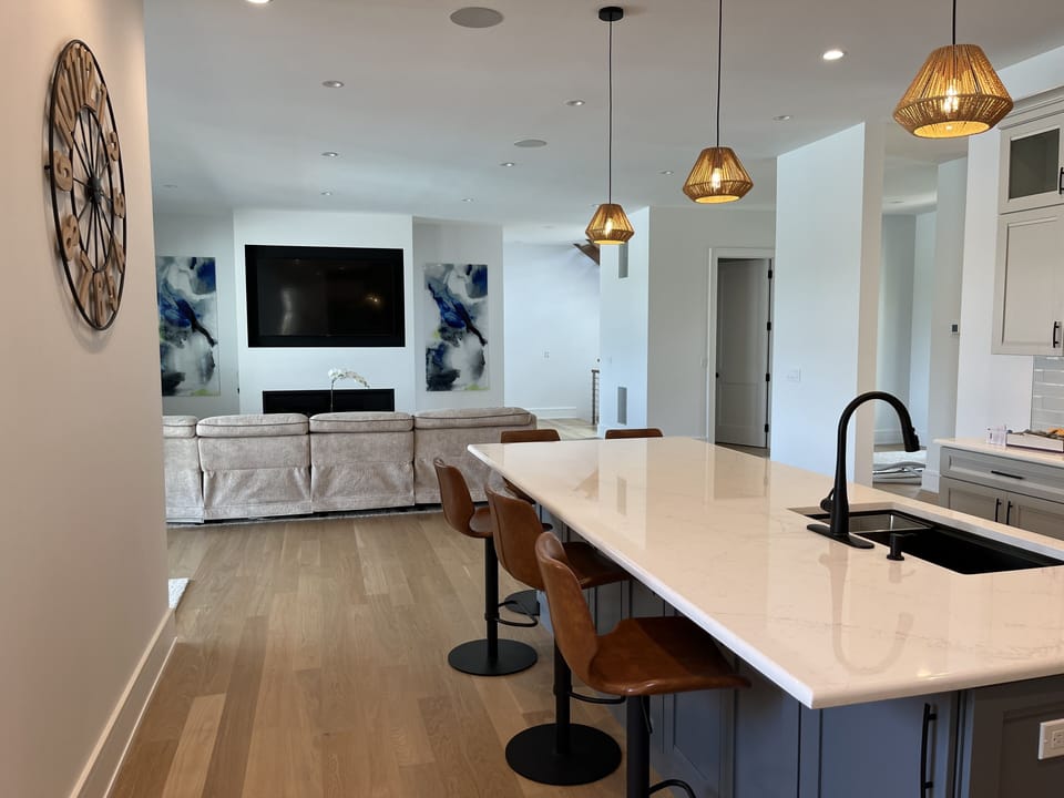 Kitchen overlooking living room