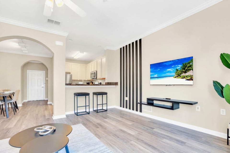 Living room with smart TV and high speed internet