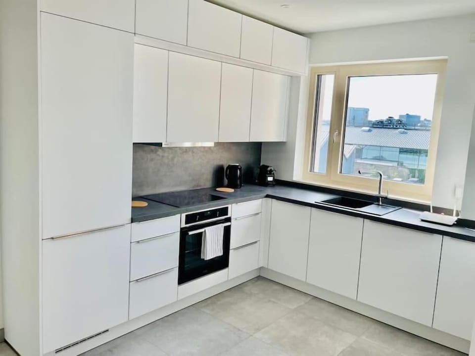 Full-size fridge, microwave, oven, stovetop