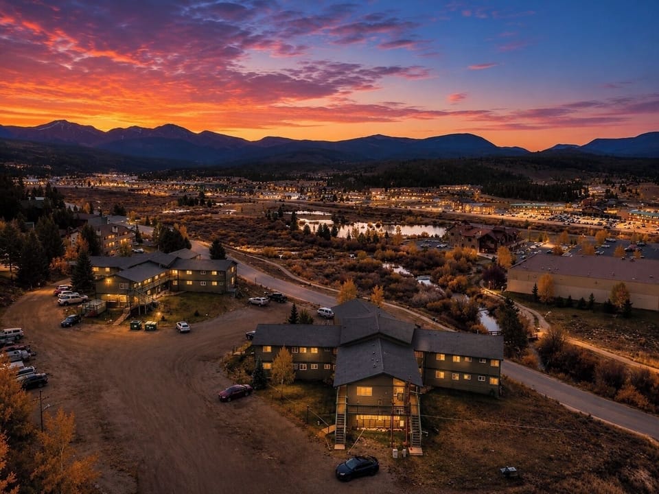 Twilight over a mountain town