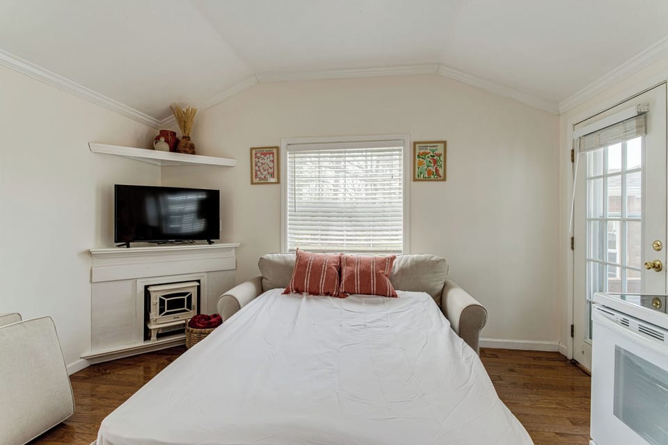 Our sleeper sofa has a full size mattress, perfect for sleeping two additional guests!