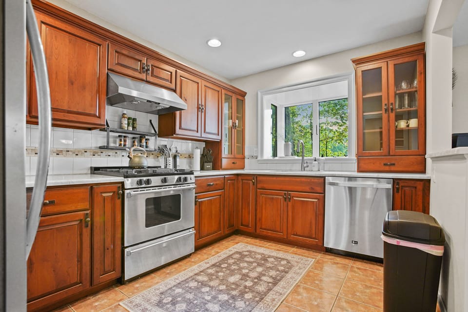 The kitchen has been fully-stocked with whatever you'll need to cook and bake while away! Don't forget to stop by the local grocery store for food.