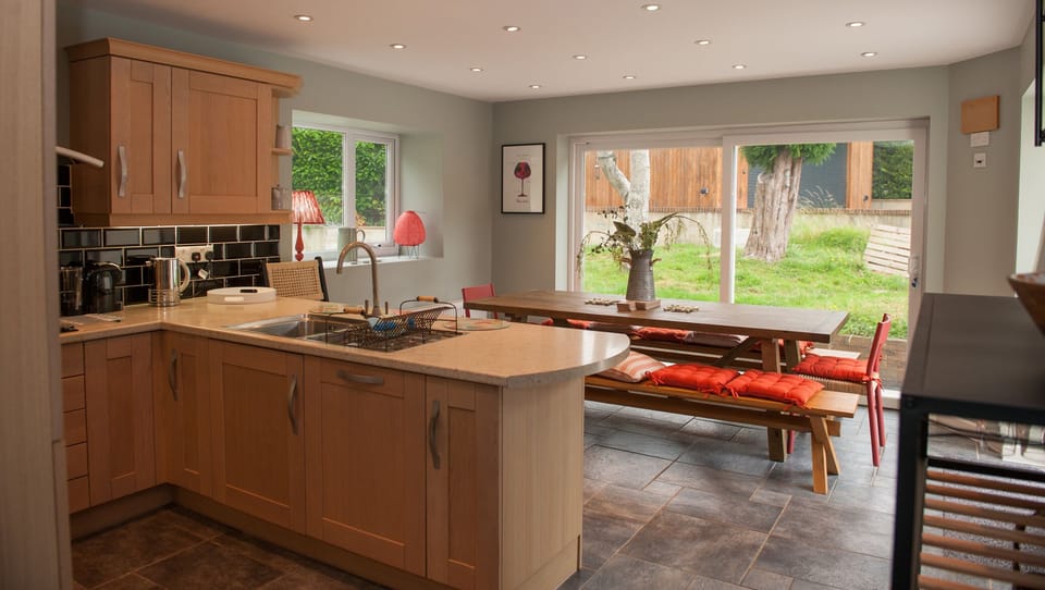 Fridge, dishwasher, electric kettle, toaster
