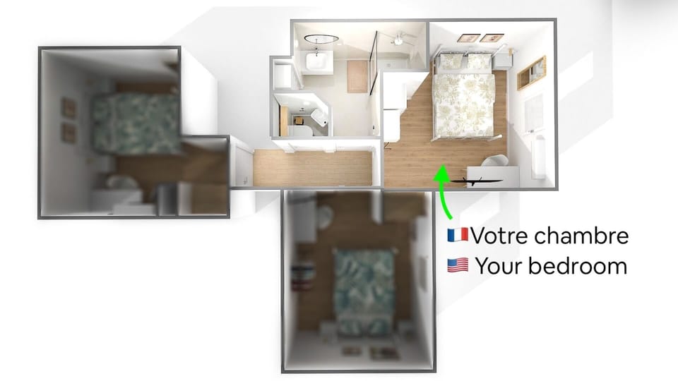 Your room with shared bathroom and toilet