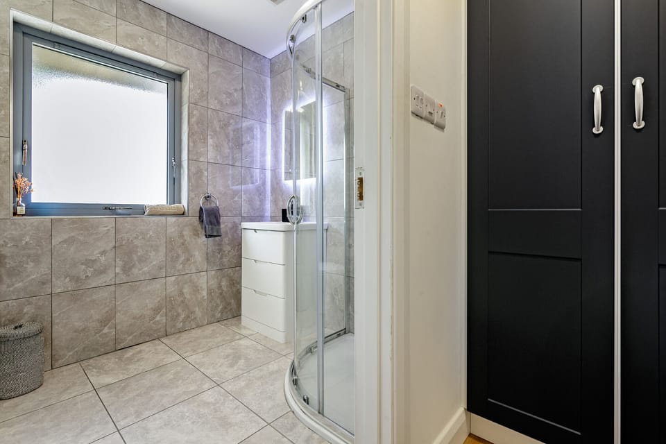 Our bathroom is fresh & bright with modern upgrades, fixtures, and design .