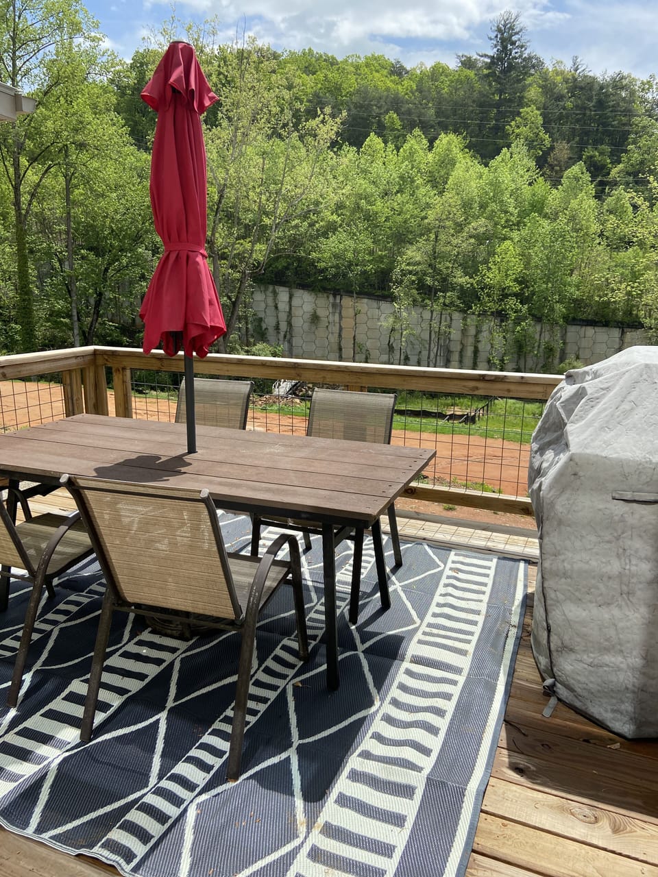 Outside patio with gas grill