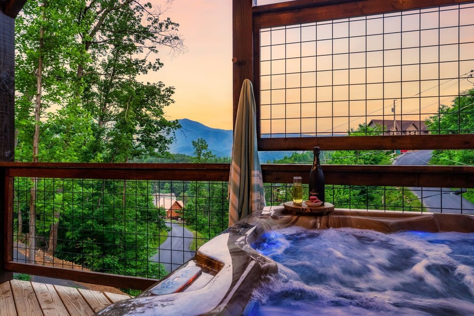 Soak and relax in the hot tub after a long day of exploring the Smoky Mountains