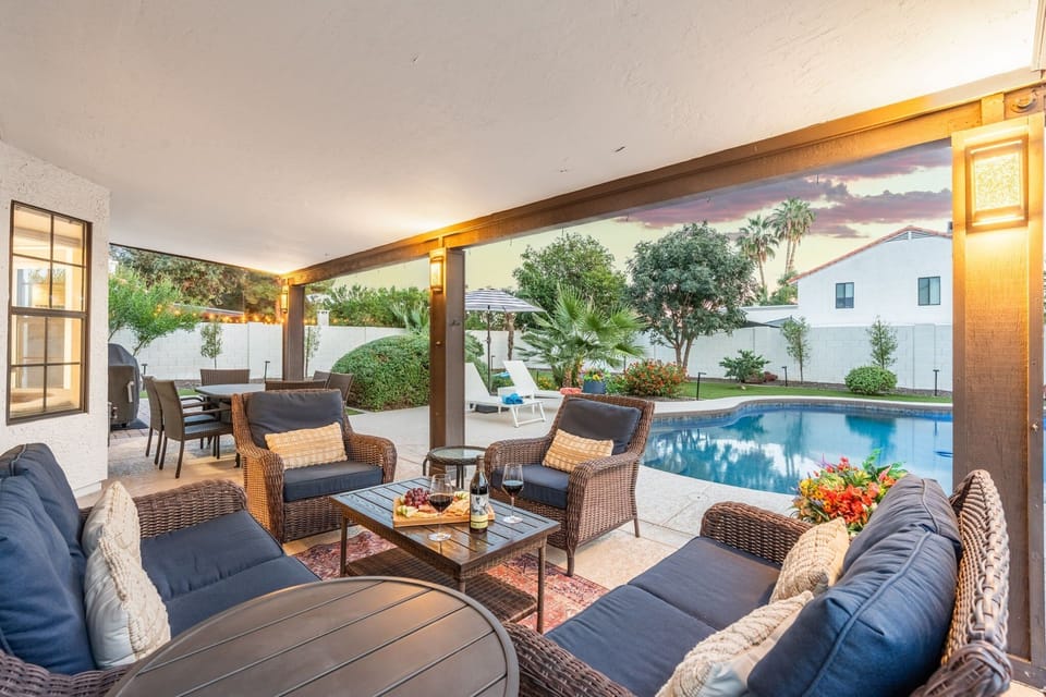 Relax and unwind in your private backyard oasis.