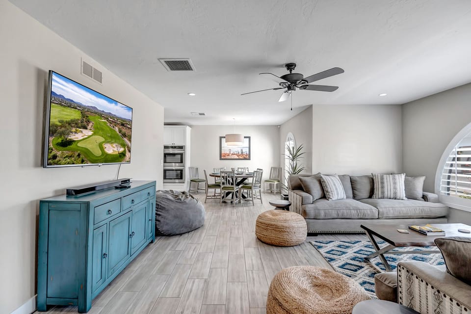 Living Room with Two Comfortable Sofas and Smart TV
