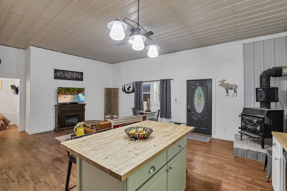Kitchen island and living area