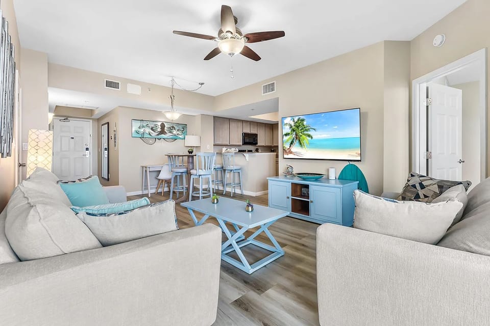 Living room with flat screen