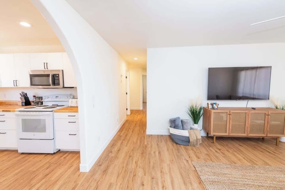 Kitchen, hallway, living area
