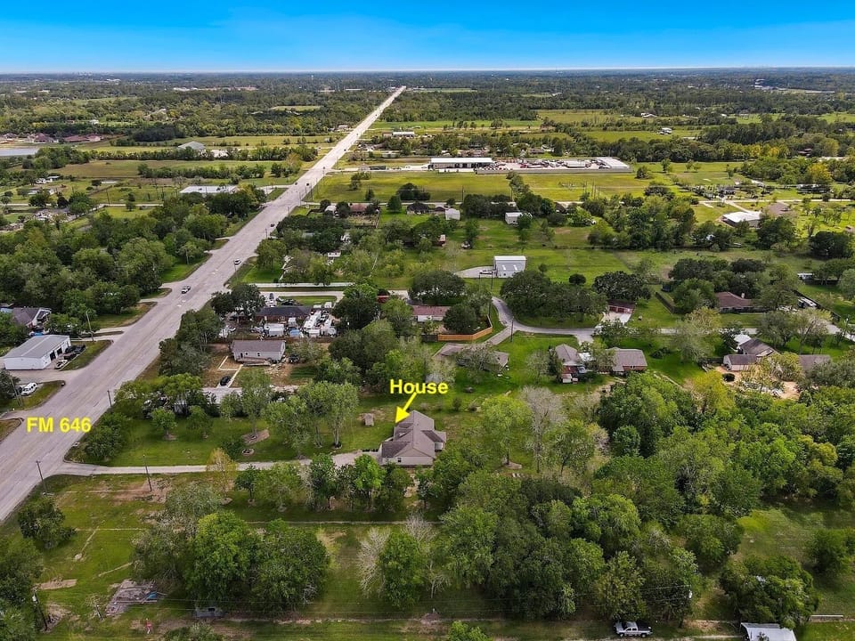 House fronts FM 646. 