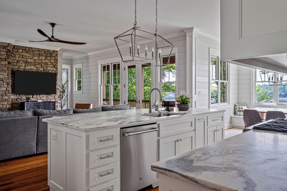 Kitchen is well stocked with dishes and appliances to allow easy meal prep