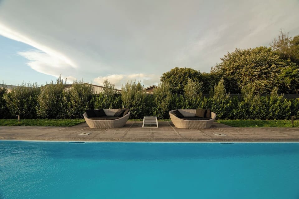 Communal pool seating area