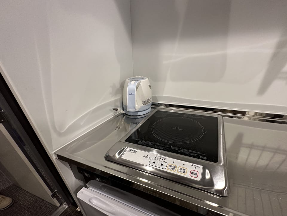 Mini-fridge, electric kettle