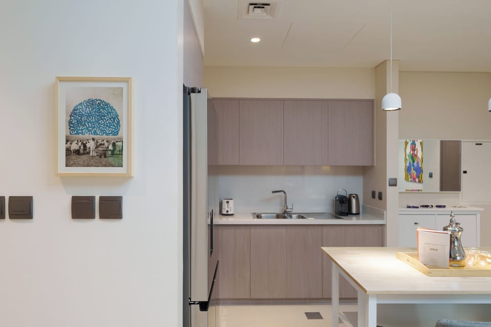 Deluxe Apartment, 2 Bedrooms | Private kitchen | Fridge, microwave, oven, dishwasher