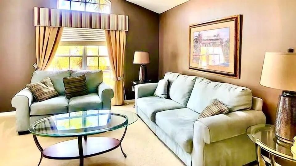 The first of two spacious seating areas