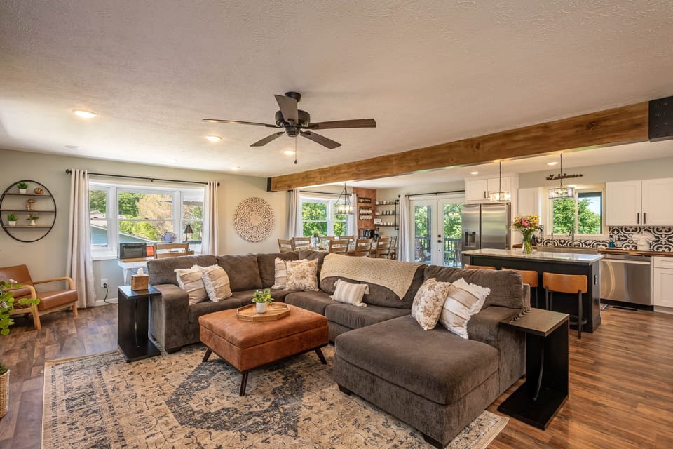 Spacious open-concept great room designed for gathering, entertaining, and relaxing together.