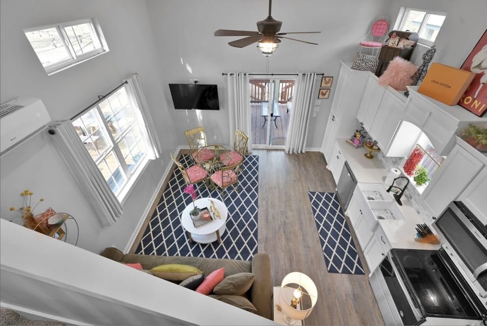 View from the loft to the beautiful living room! 