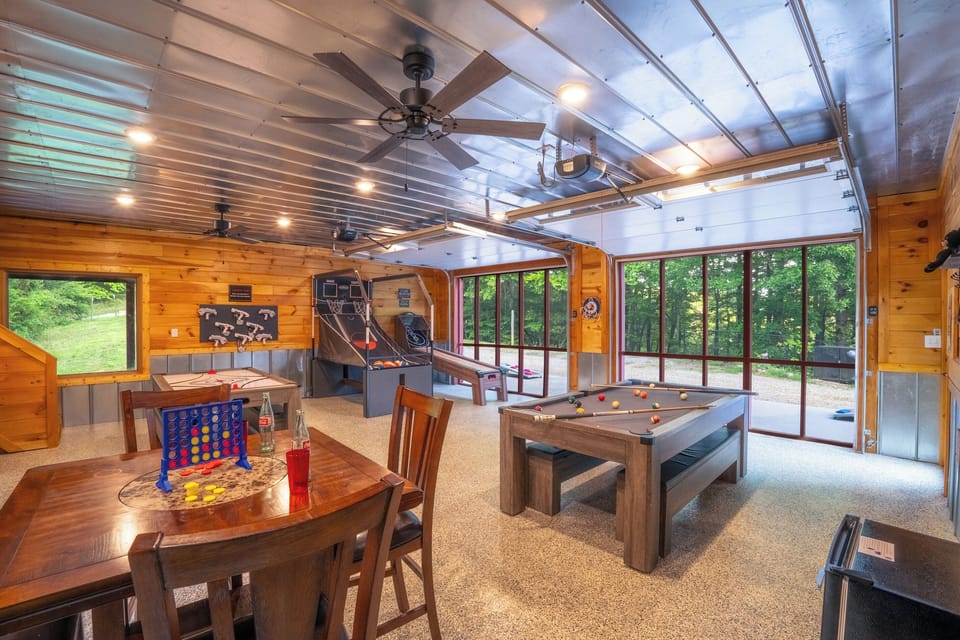 The game room and wet bar provide year-round fun with games and entertainment for all.
