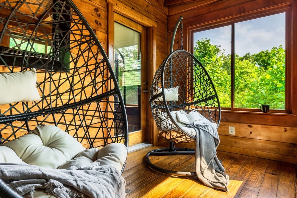 Sneak out to the sunroom to enjoy a book or bird watch. You'll lose track of time relaxing in the comfy egg chairs.