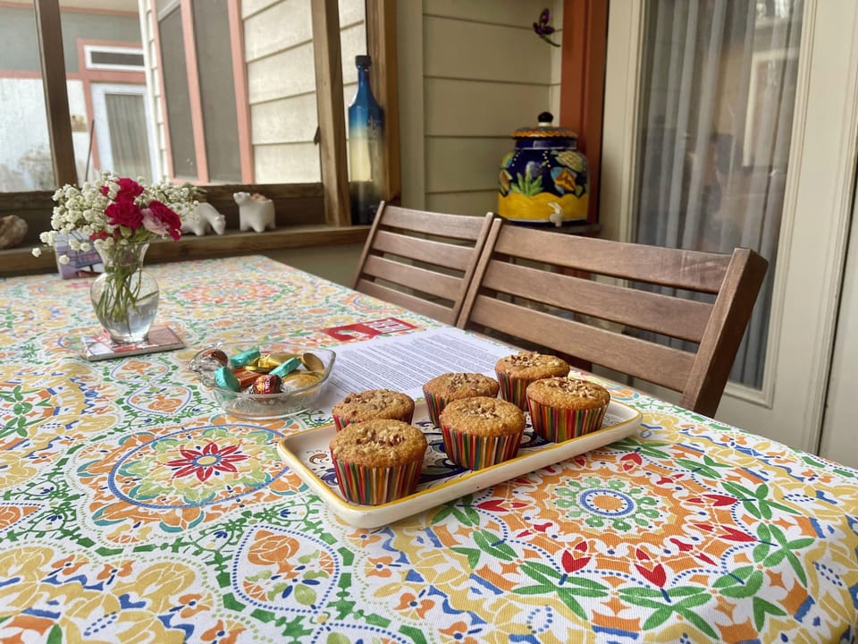 I love to bake a breakfast goodie for you! Banana or pumpkin bread or muffins.