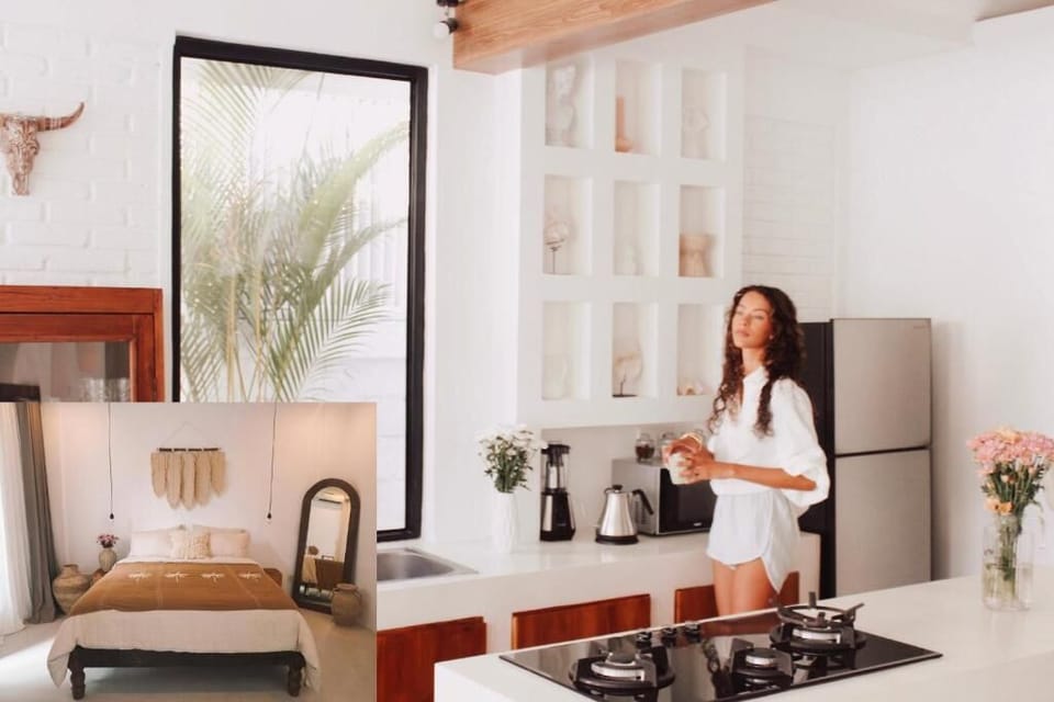 Honeymoon Villa | Private kitchenette | Fridge, cookware/dishes/utensils, kitchen islands