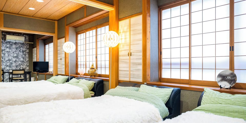 Japanese-Western style room 24 tatami mats, Non Smoking | Free WiFi, bed sheets