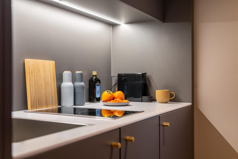 Standard Apartment, 1 Queen Bed, Balcony (Full Kitchen) | Private kitchenette | Full-size fridge, microwave, stovetop, espresso maker