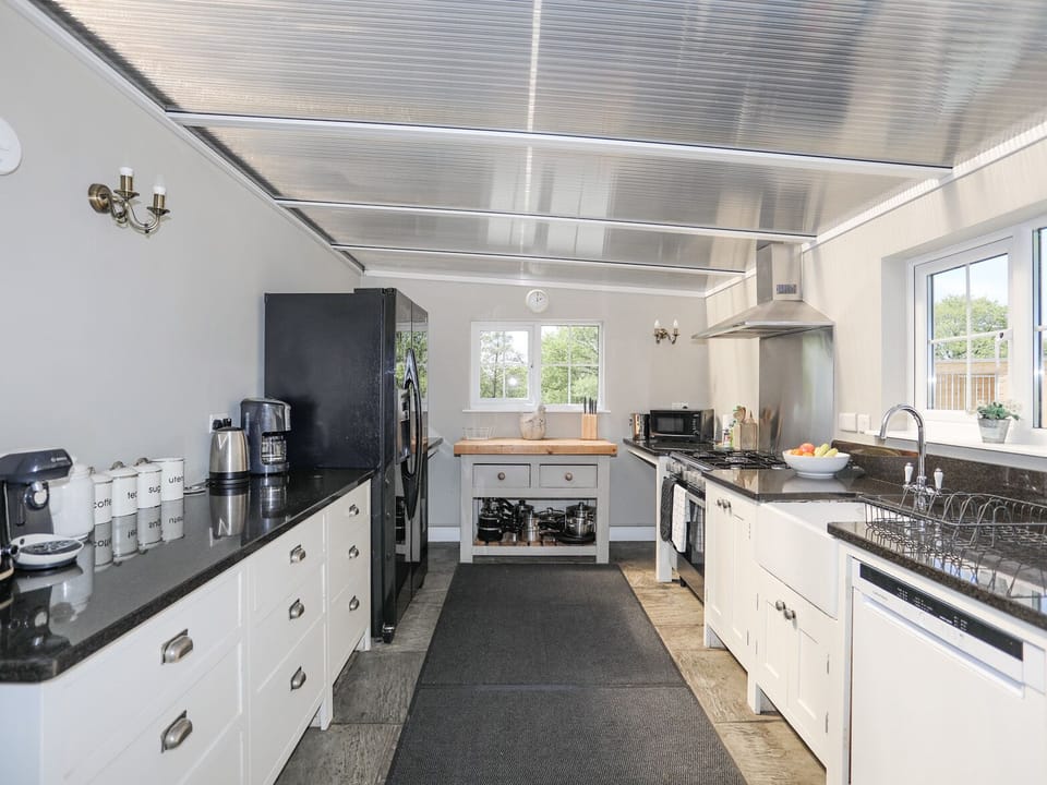 Fridge, dishwasher, electric kettle, toaster