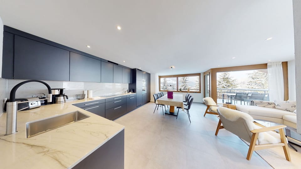 Living area with an open kitchen